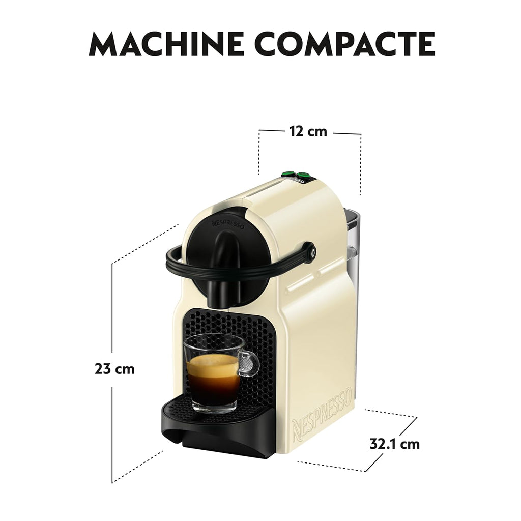 Machine à Café Inissia Crème Vanille, 19 Bars + Kit de Bienvenue, Design Compact, Arrêt Automatique, EN80.CW - Saviron Edition
