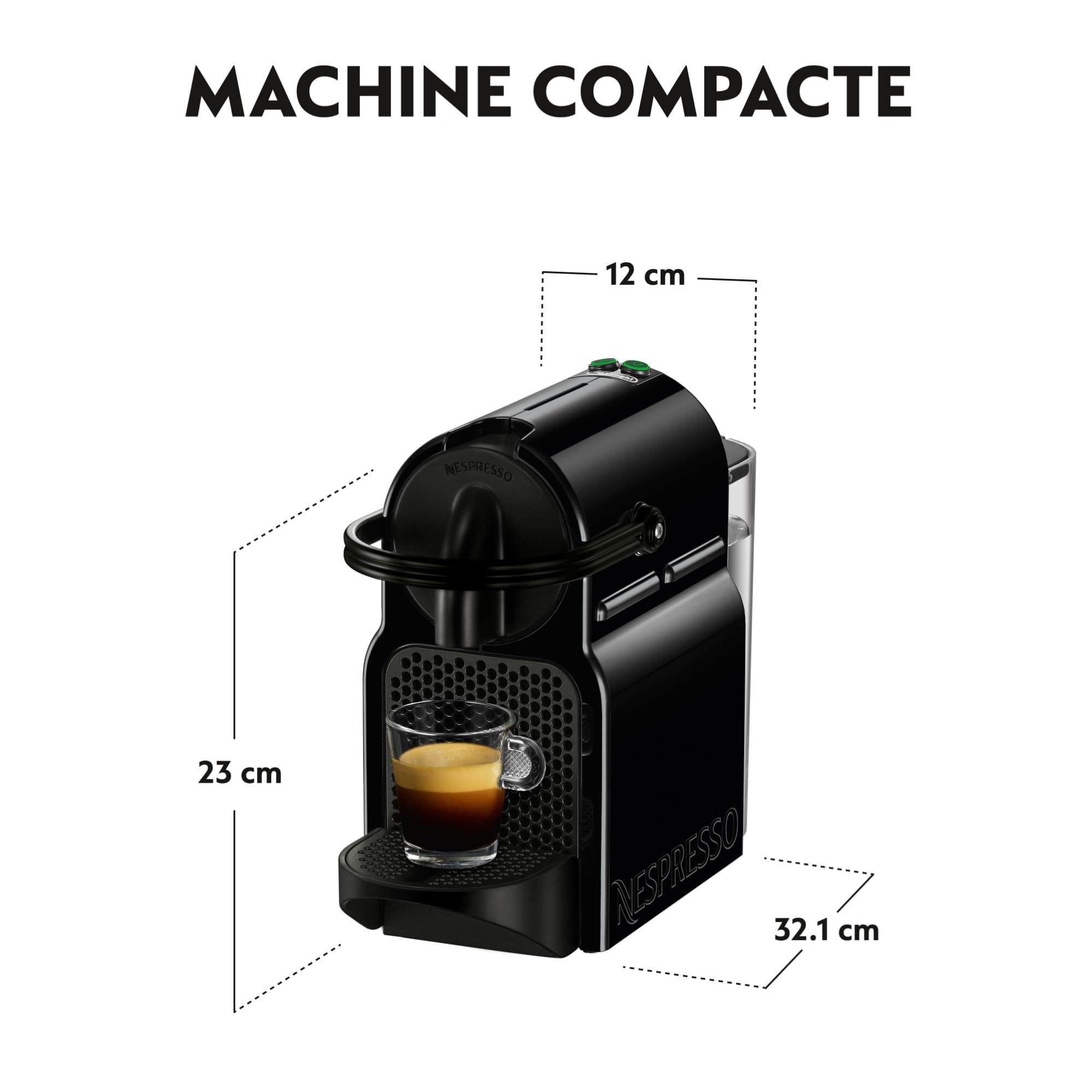 Machine à Café Inissia Noir, 19 Bars + Kit de Bienvenue, Design Compact, Arrêt Automatique, EN80.B - Saviron Edition
