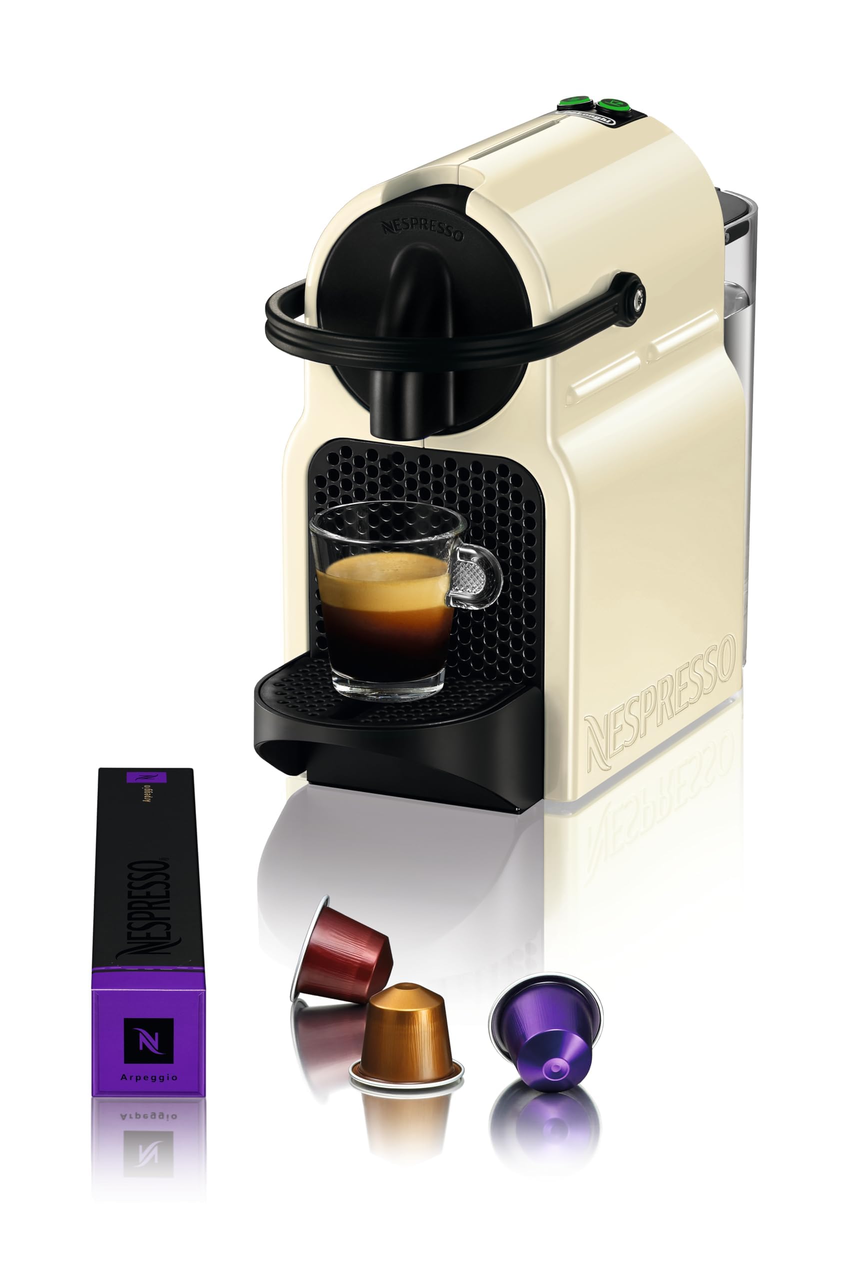 Machine à Café Inissia Crème Vanille, 19 Bars + Kit de Bienvenue, Design Compact, Arrêt Automatique, EN80.CW - Saviron Edition
